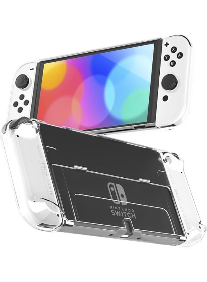فكرة حافظة شفافة RHOTALL لجهاز Nintendo Switch OLED، غلاف شفاف قابل للتثبيت متوافق مع Switch OLED ووحدة التحكم Joycon، حافظة مريحة للإمساك بها مع تصميم مقاوم للصدمات والخدوش - Image 1
